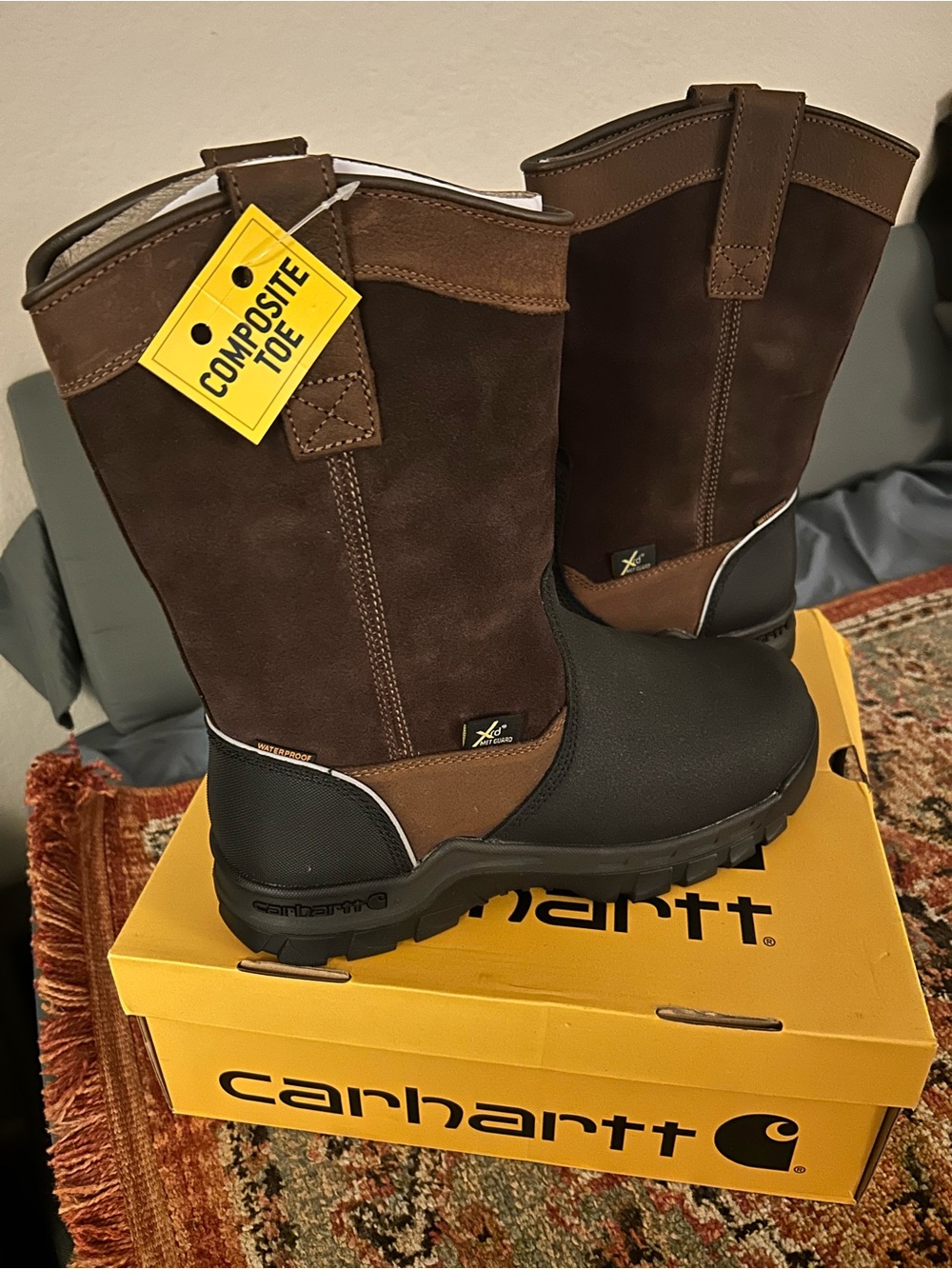 Carhartt Brown and Black Composite-Toe Pull-On Work Boot 🥾